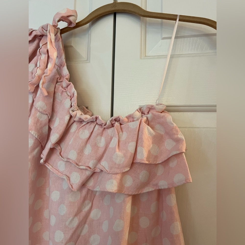 Lisa Marie Fernandez for Target Light Pink Polka Dot One-Shoulder Dress Size S - Picture 6 of 10